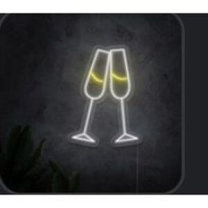 2 Champagne Glass Neon Sign